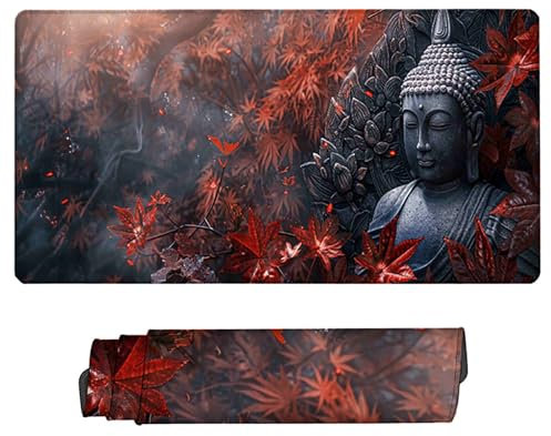 Zen Gaming Mouse Pad XXL (600 * 300 * 3 MM), Anti-Slip Base Mousepad Black Desk Pad Water-Resistant Surface Large Mouse Mat, Stitched Edges Gaming Mouse Mat for Home Office Gaming Room, Gifts Q-F