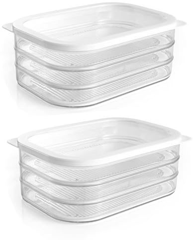 HAC24 8tlg. Aufschnittboxen Set Kühlschrank mit Deckel 6 Lagen 6 x 550 ml Wurst Käse Frischhaltedosen