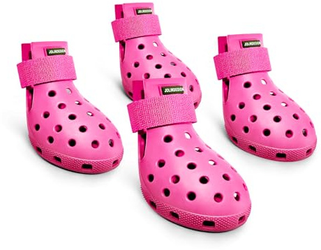 Hundeschuhe Pfotenschutz Outdoor – Hundeschuhe Wasserdicht, einfach an- und auszuziehen, atmungsaktiv, rutschfest, leicht zu reinigende Hundestiefel für Sommer Hitze und Winter Schnee (Rosa, L)