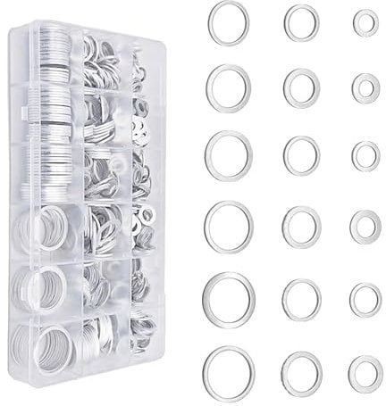 580pcs Aluminum Flat Washer Set Oil Drain Plugs Gaskets Engine Maintenance Set for Automotive & Mechanical Repairs