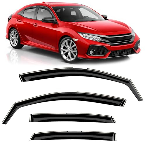 Voron Glass Windabweiser kompatibel mit Honda Civic 16-21 HB In-Kanal 4 St. | Regenabweiser Autofenster Regenschutz Honda Civic X – bruchsicher Polycarbonat, kratzt nicht, wetterfest, frischluft