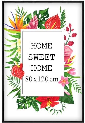 Mg Design Cadre photo en bois 80x120 cm noir avec verre acrylique - idéal pour suspendre ou poser, parfait pour mettre en valeur vos photos, affiches ou puzzles dans votre intérieur avec élégance