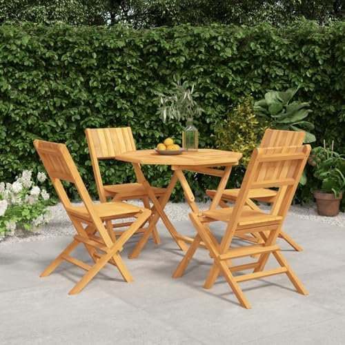 Xichuzi 5-TLG. Garten-Essgruppe Massivholz Teak, Esstisch Mit Stühlen Set, Gartenmöbel Sitzgruppe, Balkon Möbel, Gartenlounge Set, Terrassenmöbel, Balkonmöbel Set - 3155029