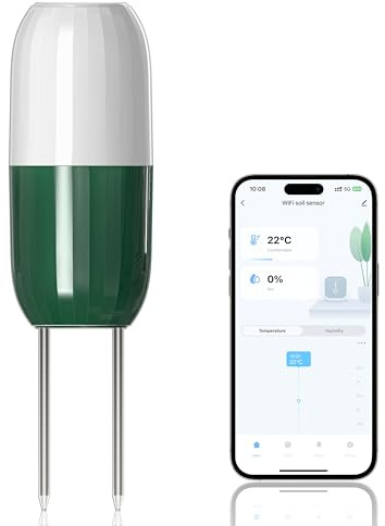 Xtusen - Medidor de humedad para plantas, medidor de suelo, sensor de humedad del suelo inalámbrico WiFi, medidor de humedad del suelo 2 en 1, WiFi, jardín, césped