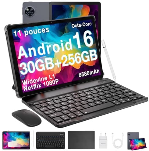DOOGEE U11 PRO 2025 Tablet Android 16 Gemini AI, 30GB+256GB/2TB Tablet con Tastiera, 8580mAh 7.9mm Thin, T7200 Octa Core Tablets con Penna, 90Hz 1080P Tablets 11 Pollici, Widevine L1/Mouse/Case