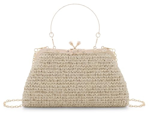 Syrads Sacs à Main En Paille pour Femmes Pochettes TresséEs Vacances Embrayage SoiréE Mariage Cocktail Bal Embrayages