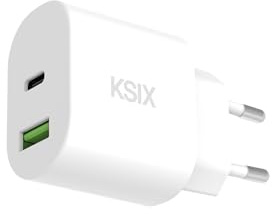 KSIX Cargador de Red 30W, USB-C, Carga rápida, Power Delivery, GAN, Blanco