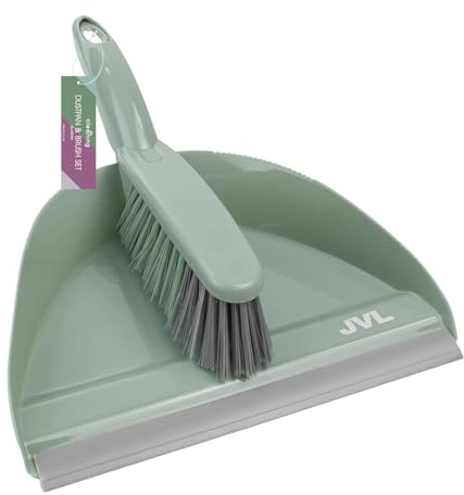 JVL Dustpan and Brush Set – Handheld Home Cleaning Set, Floor Sweeper, Green