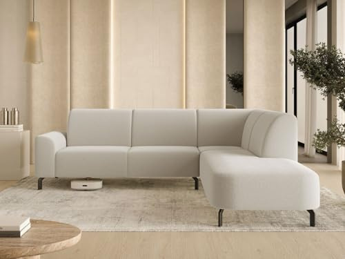 GRAINGOLD Regento Ecksofa 277x218 cm, L-Form Sofa, Sofa für Wohnzimmer, Bouclé Stoff, 4-Sitzer Eckcouch, Modernes Design (Beige, Rechts)