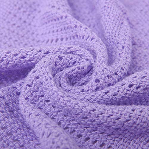 Family Bedding® -100 Percent Pure Cotton - Extra Soft & Cozy Cellular Blanket & Throws -Double Bed-230x230cm. (Purple)