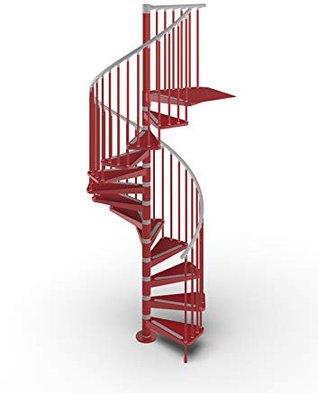 Mister Step Escalera de caracol de metal Gamia para interiores de acero pintado (rojo RAL 3003, diámetro 120 cm. - 12 escalones)