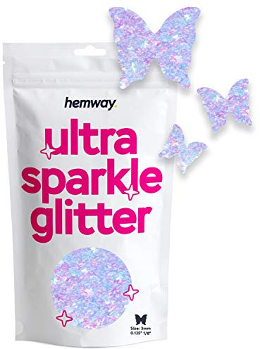 Hemway Ultra Sparkle Glitter - Butterfly | Mother of Pearl Iridescent Metallic Flake Sequins for Resin & Epoxy Crafts | Craft Supplies for Tumblers, Festival, Face, Body, Eye & Nail Art | 50 g