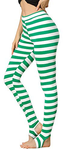 Allegra K Leggings Étriers À Bande Élastique de Noël pour Femme Vert Blanc M