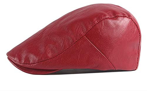 RUICHENG PU Leder Schiebermütze Barett Cap Unisex Ivy Schirmmütze Flatcap