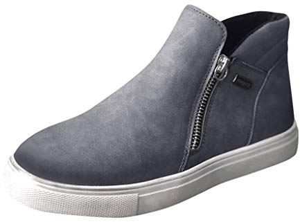 Stivali Boots Stivaletti Scarpe Donna Moda Casual Retro Colori Solidi Stivaletti Corti Cerniera Piatta (39,Grigio)