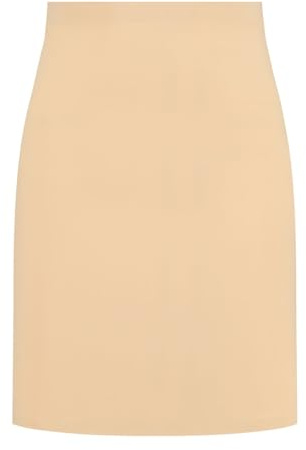 Bye Bra Invisible Skirt, Shaping half slip high waist Underskirt, Light Tummy Control, Seamless Shapewear, Slimming Underwear, Nude and Black, S-XL (Beige, XXL)