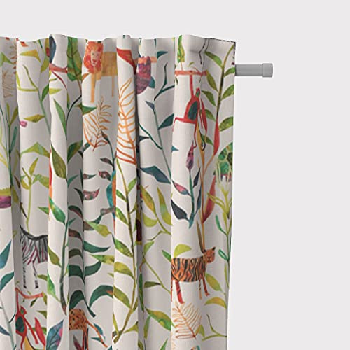 SCHÖNER LEBEN. Vorhang Hide and Seek Dschungeltiere bunt 245cm, Gardinen Aufhängung:Smok-Schlaufenband