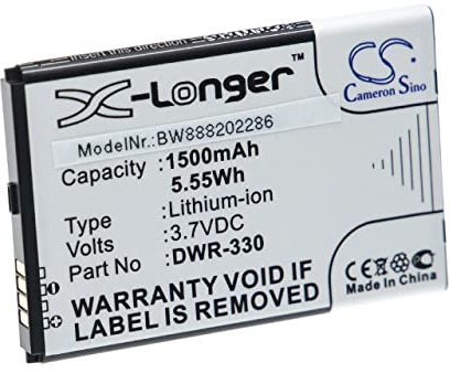 vhbw batteria sostituisce D-Link DWR-330 per hotspot modem router portatile (1500mAh, 3,7V, Li-Ion)