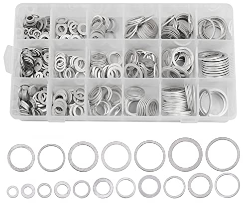 JZK - Juego surtido de 450 arandelas planas de aluminio, 10 tamaños: M6, M8, M10, M12, M14, M16, M18, M20, M22, M24