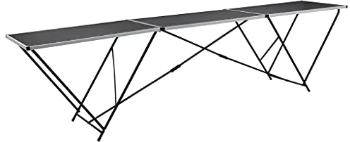 TEWTX7 Tapeziertisch mit W-förmigen Stahlrohrbeinen Klappbar Partytisch Aluminium-Rahmen Multifunktionstisch für Wohndekoration Materialmessung Tischplatte - MDF 300 x 60 x 78 cm