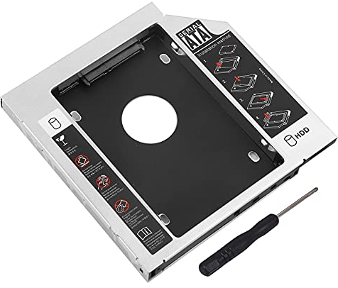 ciciglow Universal 12,7 Mm Aluminio SATa a SATa 2nd SSD HDD Disco Duro Caddy Adaptador Bandeja Carcasas para Portátil CD/DVD-ROM Bahía óptica (12,7 MM)