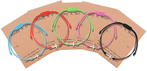 MILACOLATO 5 Mejores Amigas Pulseras para Mujer Niñas Girasol Cruz Brújula Ojo Turco Amistad Pulsera Ajustable Hechas a Mano Friendship Bracelet BFF Regalo De Joyería con Tarjeta De Deseos Cruz