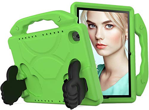 QYiiD Funda para Kindle Fire 7, Fire Tablet 7, funda para niños, ligera, no tóxica, EVA a prueba de golpes con asa atril para tablet Amazon Fire 7 (versión 2019/2015/2017), verde