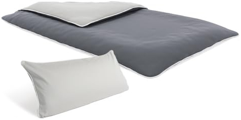 bett1 Soft Breeze Satin Bettwäsche (Silber & Anthrazit, zweifarbig, wendbar, luftig leicht, Sommerbettwäsche, waschbar bis 60° C, atmungsaktiv, 100% Baumwolle) (155x220 cm | 1x40x80 cm)