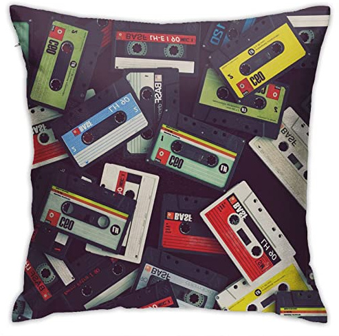 Retro Tape Dekoration Musik Überwurf Kissenbezüge 18 × 18 Weicher Samt Kissenbezug Zimmer Kissenbezug für Sofa Home Decor Auto Kunst, Ästhetik