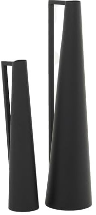 CosmoLiving by Cosmopolitan Dekorative Metallvasen, schmal, kegelförmig, mit Griffen, Blumenvasen für Heimdekoration, 55,9 cm, 43,2 cm hoch, Schwarz, 2 Stück