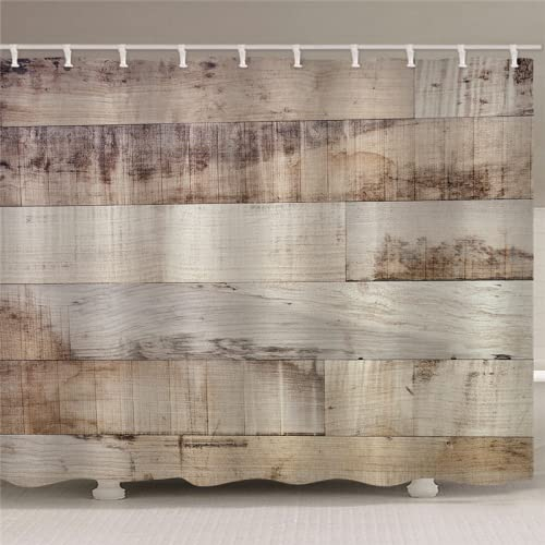 BOVZOX duschvorhang 180x220 Vintage & Holzverkleidung 3D wasserdicht, waschbar, schimmelpilzfrei, mit 12 Ösen und Kunststoffhaken, für die Dusche oder Badewanne zu Hause