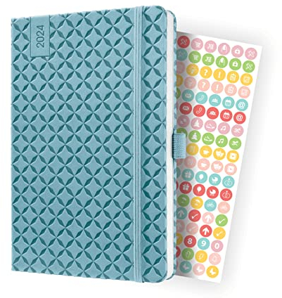 SIGEL J4113 Wochenkalender Jolie 2024, ca. A5, hellblau, Hardcover, Gummiband, Stiftschlaufe, Einstecktasche, 174 Seiten, aus nachhaltigem Papier, Terminplaner