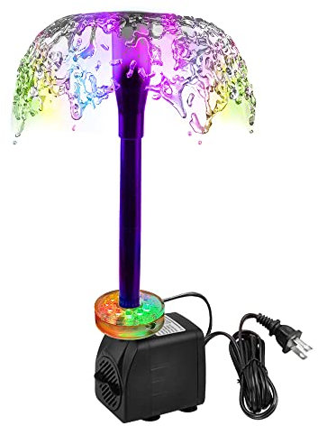 DOMICA 15W 220 GPH Submersible Fountain Pump with LED Light, Ultra Quiet Adjustable Water Pump (800L/H) for Water Feature, Hydroponics, Garden, Pond, Aquariums, Fish Tanks, Indoor Outdoor Fountain