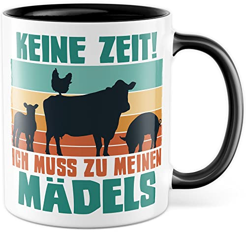 Kühe Tasse mit Spruch lustig Kuh Kaffeetasse Mädels Bäuerin Kaffee-Becher Rinder Kuhstall Tasse Witz Tasse Humor Bauernfrau Bauernhof Tierhalter Tiere Landwirtschaft Landwirtin (Weiß/Schwarz)