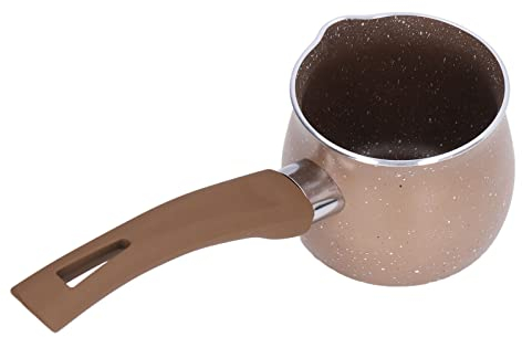 Scaldaburro Per Fondere Il Burro, Mini Caffettiera al Latte da 8 Cm, Pentolino Per Latte Antiaderente con Manico in Lega di Alluminio Pentola Per Caffè Burro Cioccolato(marrone)