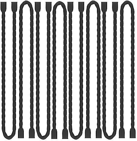 Dreamxiang 8Pcs 12-inch Silicone Cable Ties Reusable Steel-Core Silicone Twist Cable Tie Straps for Bundling and Organizing Colorful Bendable Holder Strap for Indoor and Out All Purpose, Black