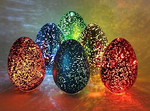 LED Dekorations Ei aus Glas - ca. 10x10x16 cm, 85g inkl. 2 warm weißen LED