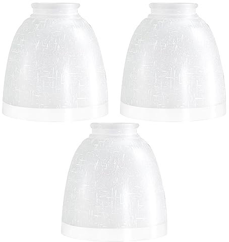 3-Pack Ceiling Fan Glass Shade Replacements - White Linen Frosted Light Covers for Chandelier, Bell Shaped, 4.92 High, 4.72 Diameter, 1.65 Fitter