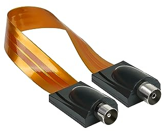 Good Connections Cable de antena de TV SAT, pasacables para puerta/ventana, extremadamente plano, conector coaxial IEC a hembra, longitud total de 26 cm, longitud flexible de 17 cm