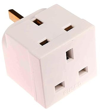 2 Way/Double UK Mains 3 Pin 250v Adapter Plug/Socket 13Amp Block Splitter - 2 Plug Power Extender.