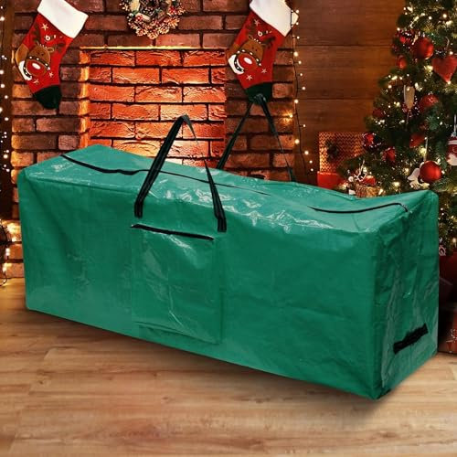 Just For Christmas Tree Storage Bag Heavy Duty Xmas Tree Decoration Lights Up Sack Storage Bag Tidy Organiser Fits Up To 7Ft Trees With Durable Handles & Side Pocket Store Ribbon Tinsel Wreath Bows