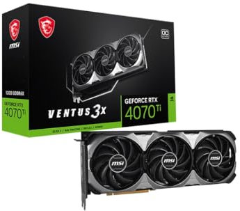 MSI GeForce RTX 4070 Ti Ventus 3X E1 12G OC Carte Graphique de Jeu - 12 Go GDDR6X, 2655 MHz, PCI Express Gen 4, 192 Bits, 3X DP v 1.4a, HDMI 2.1a (Prend en Charge 4K & 8K HDR)