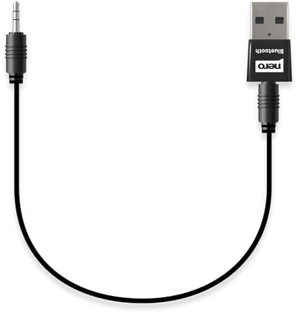 Nero Adattatore Bluetooth AUX tecnologia 5.(per auto, impianti hi-fi, ecc.) con jack da 3,5 mm incl. Cavo audio da 48 cm | Ricevitore | Chiavetta USB | Trasmettitore senza fili | Nessuna batteria, in