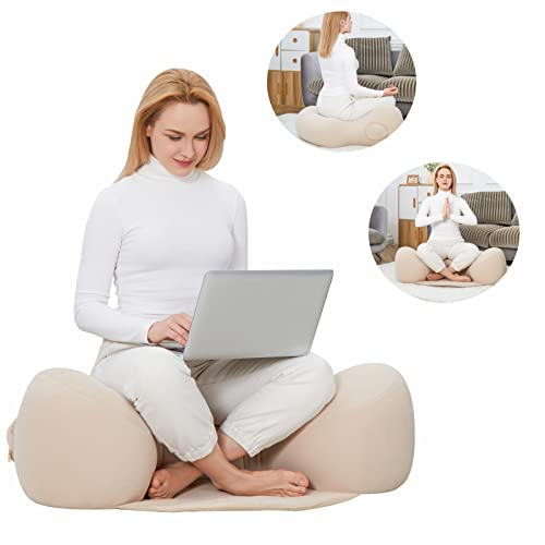 Aufblasbares Yoga Meditationskissen - Großes Bodenkissen Sitzgelegenheit für Erwachsene, Waschbarer Bezug - Perfektes Bodenkissen zum Sitzen auf dem Boden
