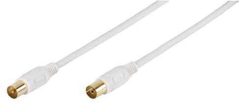 Vivanco hochwertiges Antennenkabel kompatibel mit TV Radio und DVB Geräten, Koax Stecker zu Koax Buchse, 90dB, 1,5m Weiß