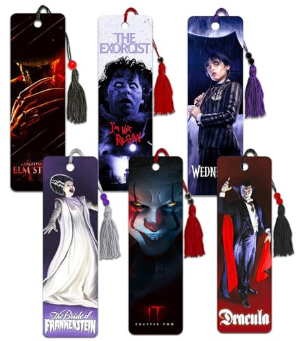 Universal All-Access Horror-Lesezeichen – Gruselige Erwachsene Bundle mit 6 Horrormonster-Lesezeichen – Kunststoffmaterial
