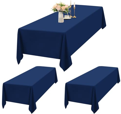 2er-Set Blau Tischdecken Rechteck 153 x 260 cm, wasserdichte Polyester Blau Tischdecken für 6ft Tisch, Waschbar Rechteckige Tischdecke für Party Hochzeit Buffet Camping Restaurant(60x102in)