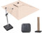 PURPLE LEAF Parasol Déporté 2,7 x 3,65 m Rectangulaire avec LED et Pieds de Parasol, Parasol de Jardin Extérieur à Toit Double Rotatif 360°, Pour Patio, Piscines, Restaurants Extérieurs, Kaki marron
