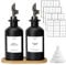 Sunal Lot de 2 Distributeurs d'Huile d'Olive Avec Plateau - 350 ml, Noir, en Verre Pour Cuisine Avec Bec Verseur Lesté