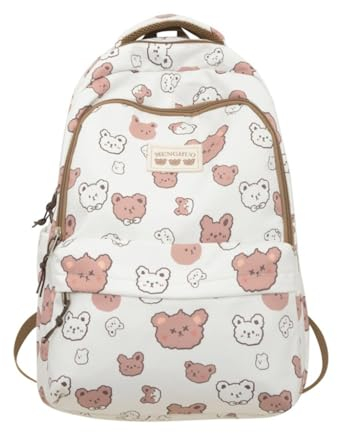 Ruarby Schulrucksack im japanischen Stil, Nylon, Büchertasche, Graffiti-Laptop-Rucksäcke für Teenager, Studenten, Reisen, lässiger Tagesrucksack, Little Bear, Single bag